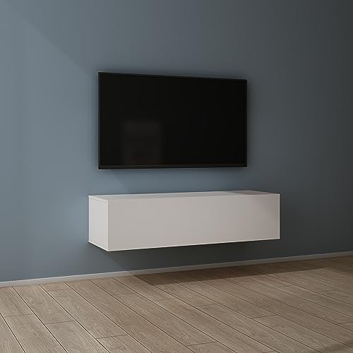 Mai & Mai Mobile TV per Televisore 120x40,2x30cm, Armadietto per TV con 2 Ante Armadietto Basso Soft-close per Soggiorno, Sala da Pranzo, Camera da Letto Fernsehschrank02, Bianco opaco