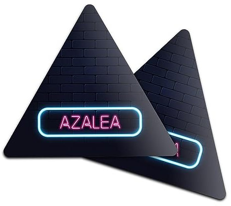 2 x Triangle Coasters - Neon Sign Design Azalea Name Cork Backed MDF Glossy Tea Coffee Accessory #352791