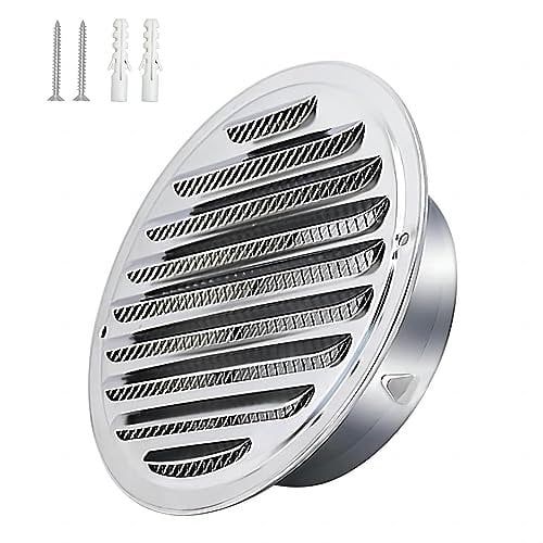 Qrity Griglia di Ventilazione Rotonda 160mm, Presa D'Aria Rotonda a Parete in Acciaio Inox, con Rete per Insetti, Griglia Circolare Incorporata, Griglia Resistente Griglia Resistente Alle Intemperie