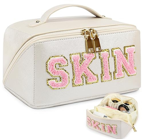Kulturbeutel mit großer Kapazität, Geburtstagsgeschenk für Mädchen, Damen, Make-up-Organizer-Tasche mit Haut für Hautpflege, adrettes Make-up, Federmäppchen, Kosmetik-Reisetasche