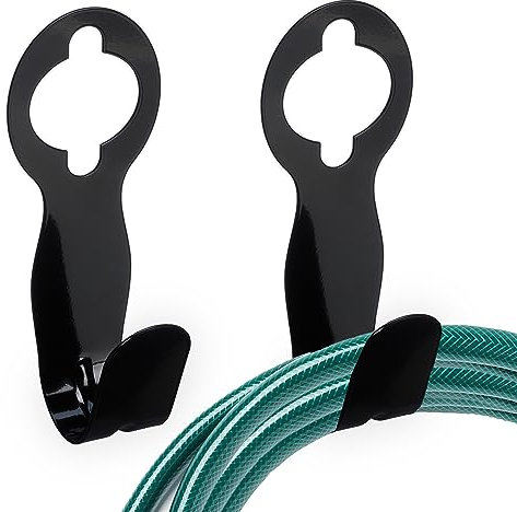 Relaxdays Schlauchhalter, 2er Set, für 30 m Schlauch, Schlauchhalterung f. Wasserhahn & Wand, HBT 23 x 9 x 9 cm, schwarz