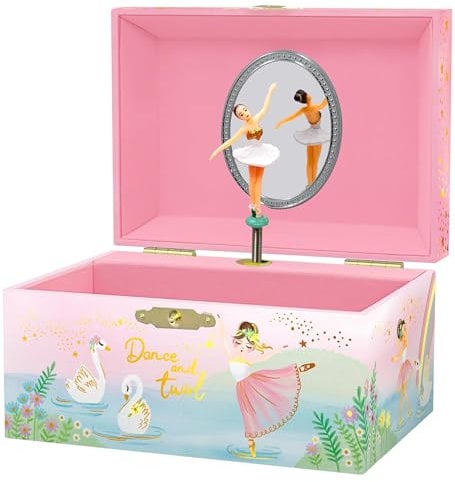 Scatola Musicale per Bambine - Portagioie Carillon per Bambini con Ballerina Rotante, Regali di Compleanno Balletto per Bambine, Scatole per Gioielli, 15,2 x 11,8 x 8,9 cm - 3-10 anni, Rosa
