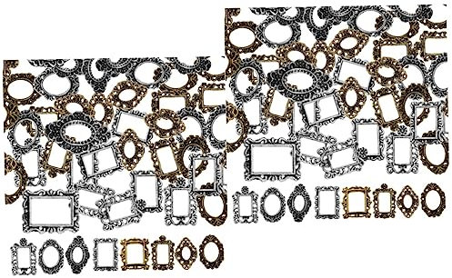 HOMSFOU 2sets Vintage Nail Art Photo Prop Frame Gold Baroque Picture Decor 40pcs*2