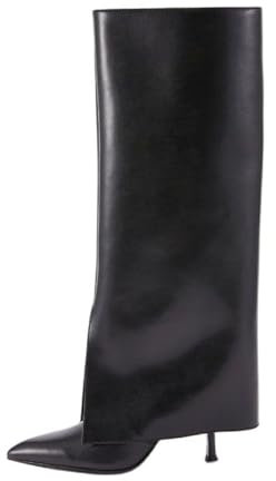 Stivali da Donna Nera Plus Size Stivali Lunghi Stivali A Punta Unisex Tacchi Alti Stiletto con Cerniera,Nero,41 EU