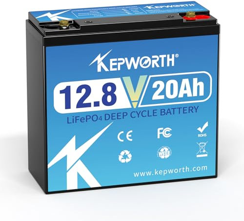 KEPWORTH LiFePO4 Batteria Litio 12V20Ah, Per RV, carrello da golf, pannello solare, auto per bambini, campeggio, Sistema di allarme
