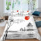 AASIRA Japan Kirschblüten Bettwäsche 135x200 Kinder Bettwäsche Landschaft Weiche Mikrofaser Bettbezug mit Reißverschluss Jungen Mädchen Bettwäsche-Set 3D Motiv Bettbezüge mit 2 Kissenbezug 80x80