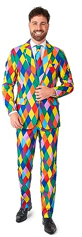 Suitmeister Herren Faschingskostüm - Halloween - Partykostüm - Slim Fit - inklusive Blazer, Hose und Krawatte - Multicolor