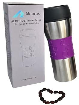 Travel Mug | 400 ml | Thermobecher | Isolierbecher | aus Edelstahl | hält 4h heiß | Kaffeebecher to go | Autobecher |100% Auslaufsicher | Quick-Press-Verschluss | 360° Trinköffnung | Lila