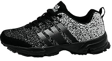 Ablovo® Herren Damen Sportschuhe Turnschuhe Laufschuhe Sneaker Hallenschuhe (Schwarz-Grau, EU Schuhgrößensystem, Erwachsene, Herren, Numerisch, M, 43)