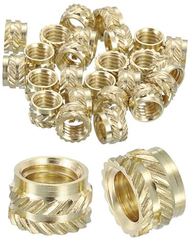 QUARKZMAN Dadi a Inserimento Scanalato, 25pz M6 x 5mm L x 8mm Od 3D Stampa Dadi in Ottone Inserti Filettati Femmina Dadi per Inserimento Inserti Termofissati in Ottone