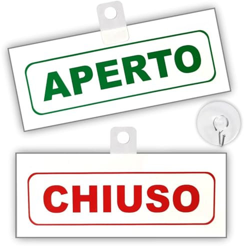 Agendepoint.it - Cartello Aperto Chiuso Big In Pvc Bianco 20x8cm Classico Bifacciale Con Ventosa Inclusafornito