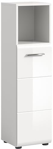 xonox.home Badezimmer Ice Kommode Schrank Standschrank schmaler Badezimmerschrank Badschrank schmal in weiß Hochglanz tiefzieh, ca.30x110x30 cm