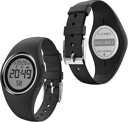 HUYVMAY Fitness Schrittzähler Uhr ohne App und Handy, IP68 wasserdichte Digitale Armbanduhr mit 2 Wecker, Stoppuhr, Countdown Stoppuhr, Distanzzähler, Kalorienzähler, Schritt Tracker für Damen/Kinder