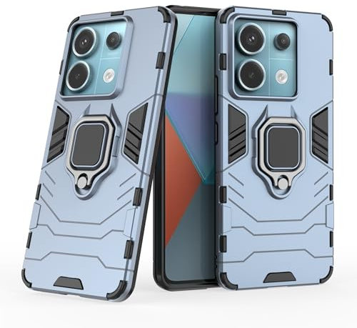 Cover per Xiaomi Redmi Note 13 Pro 5G / Poco X6 con Anello, Custodia Supporto Magnetica Rigida Resistente Antiurto Doppio Strato Protettiva Calamita Bumper Case (Xiaomi Redmi Note 13 Pro 5G, Blu Navy)