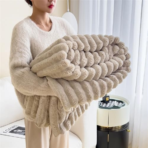 Luofanfei Kuscheldecke Wohndecke 220x240 Beige Plüsch Samt Decke Kuschelig Warme Flauschige Fleecedecke Bettüberwurf Couchdecke Tagesdecke Sofadecke Blanket Für Sofa Überwurf Bett Schlafzimmer Büro