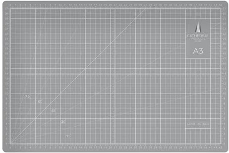 Cathedral Products A3 Double-Sided Self-Healing Cutting Mat | 3mm Thick | Metric and Imperial Grids | Grey