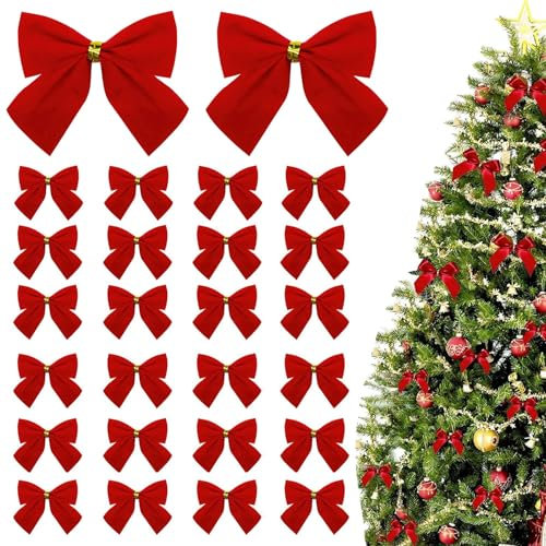 48 Piezas Lazos de Navidad Rojos, Mini Arcos del Árbol de Navidad, Arcos Navideños, Lazo de Cinta de Árbol de Navidad, para días Festivos, Cumpleaños, Bodas, Fiestas y Celebraciones Navideñas
