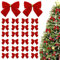 48 Pezzi Fiocchi di Nastro di Natale Rossi, Fiocchi di Albero di Natale Mini Rosso, Albero di Natale Appeso Forniture Decorazione, con Fascetta Cravatta, per Albero di Natale, Decorazioni da Appendere