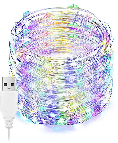 Bunt LED Lichterkette, 100 LED 33 Fuß USB-Anschluss weihnachtsbeleuchtung, Wasserdicht IP65 Lichterkette Für Party, Garten, Weihnachten, Innen Draussen Dekorationen, Mehrfarbig