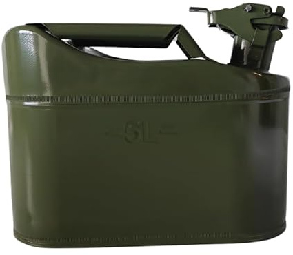RED STAR 5L METAL JERRY CAN GREEN CAR STORAGE FUEL PETROL DIESEL CONTAINER TANK