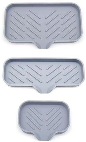 Pylorixz 3 Pièces Comptoir en Silicone Sec Tapis de Salle de Bain Porte-Savon Nouveau Porte-Savon de Cuisine Amélioré