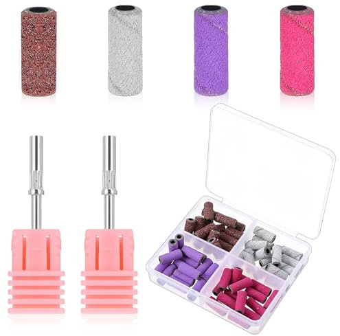 80Pcs Sanding Bands for Nail Drill, Nail Sanding Bands, Coarse Fine Sanding Bands for Nail Drill, 80# 120# 180# 240# Mini Sanding Bands with 2 3.1mm Mandrel Drill Bits for Nail Drill for Manicure