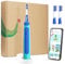 GUM Playbrush JUNIOR 6+ elektrische Zahnbürste | Interaktive Spiel-App | 2 Putzmodi | Extra weiche Borsten | 8 Wochen Akku | Timer | 1x Schallzahnbürste, wiederaufladbar | 2 extra Bürstenköpfe | Blau