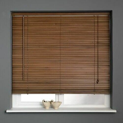 HARRISON DRAPE 25mm Real Wood Venetian Blind - Teak Finish - 152cm Drop - (60cm Wide)