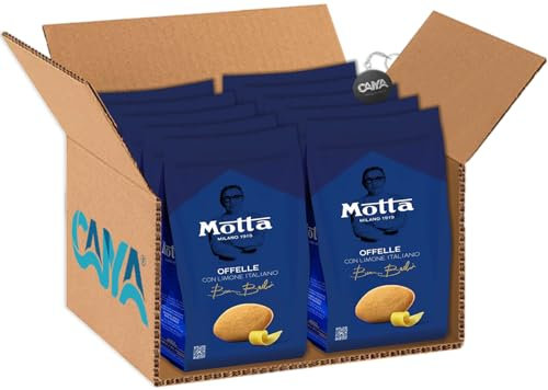 Motta Biscotti Offelle al Limone Italiano, Ricetta Bruno Barbieri 290g [CAIYA® BOX da 10 Confezioni]