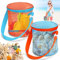 Strandtasche Kinder, 2 PCS Muschel-Mesh-Tasche Kinder, Eimer-Netztasche, Tasche Sandspielzeug Netz, Strandspielzeug Zylinder-Muscheltasche, für Strandurlaub im Freien