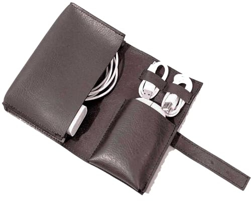 Elektronischer Organizer aus Vintage-Leder, Reisekoffer, Kabel-Organizer für Reisen, Leder-Ladegerät, Mangel für wichtige Maus, Adapter, Kabel, dark coffee, Stilvoll