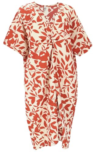 GURU SHOP Oversize Kaftankleid, Plus Size, Damen | Baumwolle, luftiger Schnitt, kurze Ärmel, bequem, lässig, ideal für Sommer, vielseitig kombinierbar.
