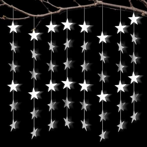 3 Stück Stern Girlande Party,4m Reflective Glitzer SternGirlande,Stern HängendenGirlande für Weihnachten,Geburtstage,Karneval,Jubiläen,Hochzeiten Dekoration,Party deko