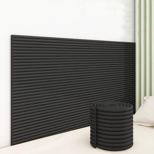 SkyFace Antikollision Selbstklebend Wandkissen 1cm Dick 3D Wandpolster Selbstklebend Bett Kopfteil Wandverkleidung Bett Dekoration Isolierung for Schlafzimmer Wohnzimmer (Schwarz, 60 x 200 cm)