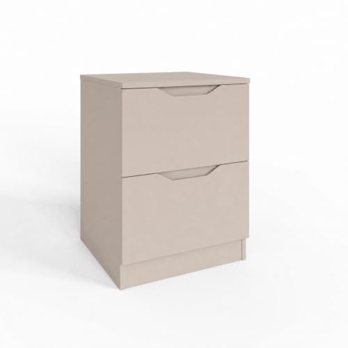 FWStyle Luno Putty 2 Drawer Bedside Table with Easy Glide Drawers 40cm | Easy Glide Drawers