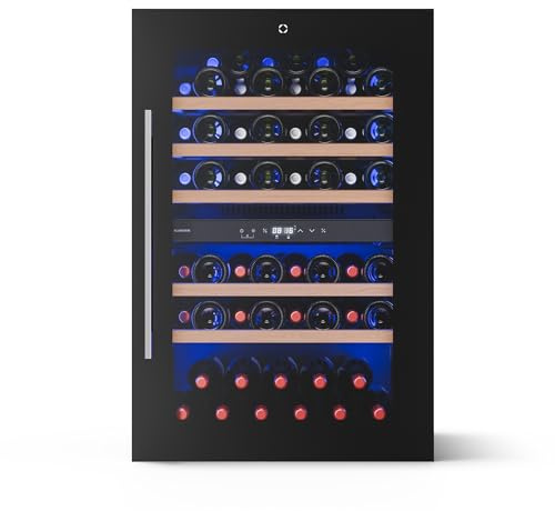 Klarstein Illuminosa Weinkühlschrank Einbau - 57 Flaschen, 2 Zonen, 5-22°C, Touch, LED, UV-Schutz, leise, Buchenholzregale, Einbau-Weinkühlschrank