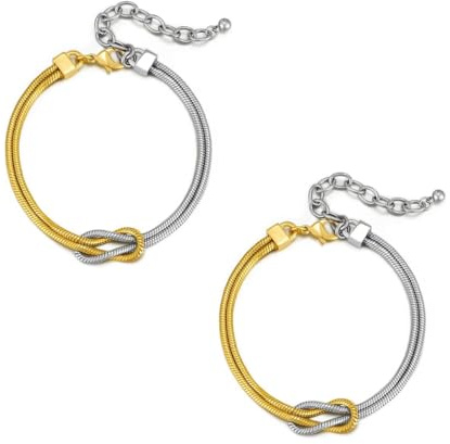 OIXEY 2 Stück Partner Armband Silber 925 Damen,Verstellbare,Paar Armbänder,Schmuck,Liebesknoten Armbänder, Paare Geschenke, You And Me, Frauen Geschenke Zum Geburtstag(B)