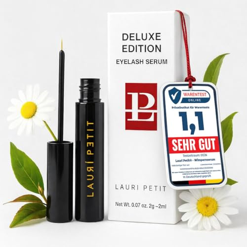 Lauri Petit® Wimpernserum ohne Hormone 2ml Lash Serum & Augenbrauen Booster | Pflegt feine Wimpern und lichte Augenbrauen für ein volleres Aussehen. Sanft zu empfindlichen Augen und leicht aufzutragen.