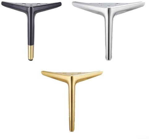 Moderne Metall-Möbelbeine (4er-Pack), 11,2 cm Höhe, gebürstetes Gold/Nickel/Messing/schwarzes Finish, robuste 725 kg Unterstützung, DIY-Ersatz für Sofas, Stühle, Betten, Schränke (glänzendes Silber