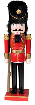 Red Soldier Wooden Nutcracker by Clever Creations | Wearing Red, Gold, and Black Uniform | Holding Rifle | Festive Decor | Perfect for Shelves and Tables | 100% Wood | 14 Tall