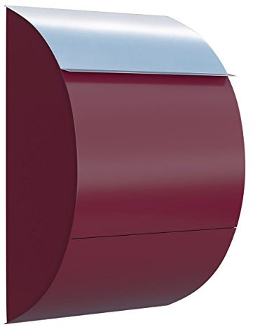 Briefkasten, Design Wandbriefkasten Jumbo Rot/Edelstahl - Bravios