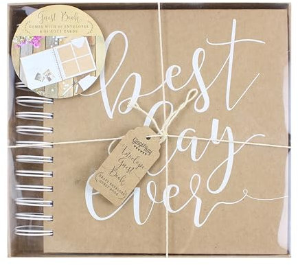 Ginger Ray - Livre d'or de mariage - 80 pochettes kraft naturel et rustique - Beige