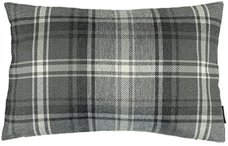McAlister Textiles Angus | Sofakissen mit Füllung in Anthrazit Grau | 50 x 30cm | gewobenes Kariertes Tartan Muster | schottischer Landhausstil