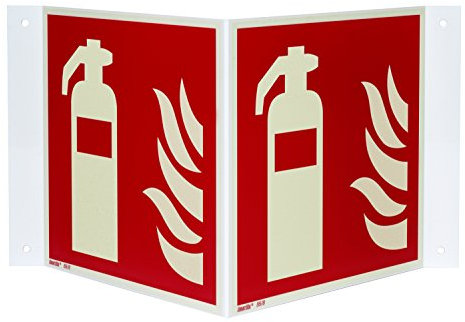 Feuerlöscher Nasenschild [F001] – Aluminium 0,5 mm, 150×150 mm, langnachleuchtend, normgerecht nach ASR A1.3 / ISO 7010