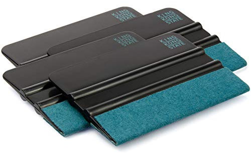 Kunststoff-Rakel 4er Pack von KING KONG STATE - hochwertige Folienrakel mit Alcantara-Überzug 10 x 7,3 cm