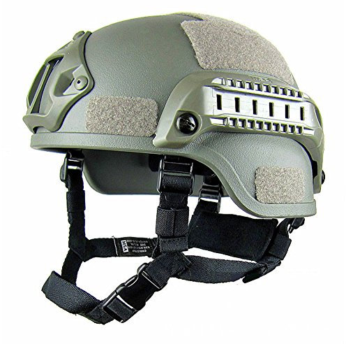 GEZICHTA MICH 2001 Action Version Casco tattico protettivo per softair, con supporto NVG e guide laterali, per paintball e giochi tattici, Verde militare.