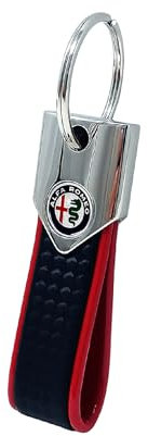 4R Quattroerre.it Schlüsselanhänger Elite Alfisti Carbon Silber Holographisch mit Alfa Logo, Carbon Rot, One size