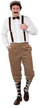 shoperama Pantalon Knickerbocker en velours côtelé de haute qualité années 20 homme Paper Boy Oktoberfest costume traditionnel accessoire de costume, couleur : beige, taille : 58/60