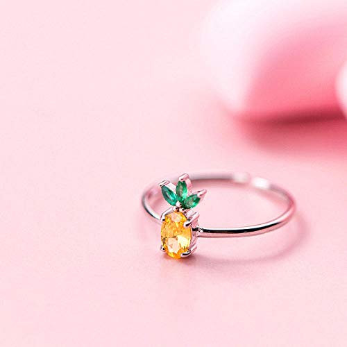PRAK Damen 925 Sterling Silber Luxus Ringe, Punk Lebensmittel Obst Ananas Ring Für Frauen Geburtstag Charme Modeschmuck Personalisieren