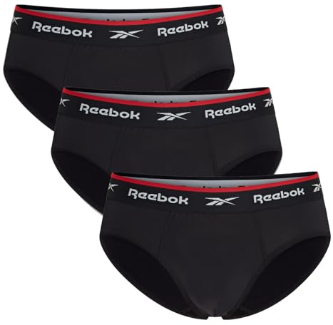 Reebok Wiggins Mens Briefs | Pack of 3 Sports Briefs, Breathable & Stretchable Underwear for Men | Underwear Multipack, Black, M